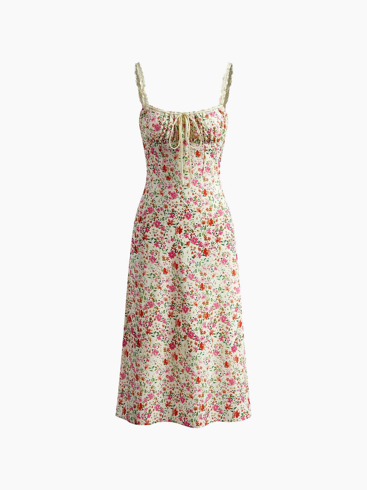 Cami | Blommönstrad Trim Midi Klänning