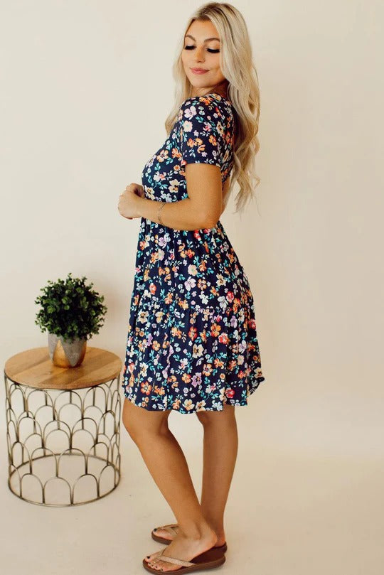 Candice | A-linjeformad Klänning med Blommor