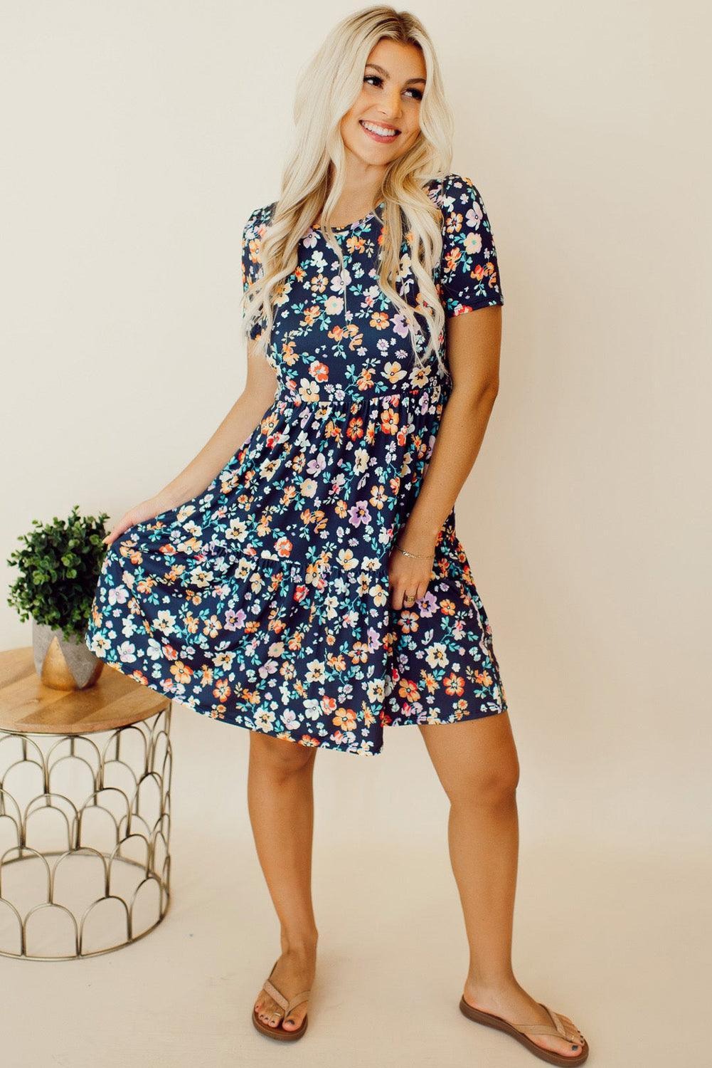 Candice | A-linjeformad Klänning med Blommor
